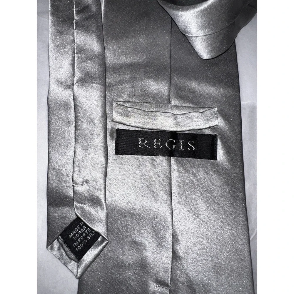 Regis Men's Silk‎ Satin Silver Traditional Wedding Event Formal Tie